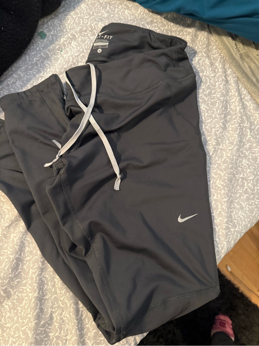 Nike Black Athletic Dri-FIT Joggers with Silver Swoosh